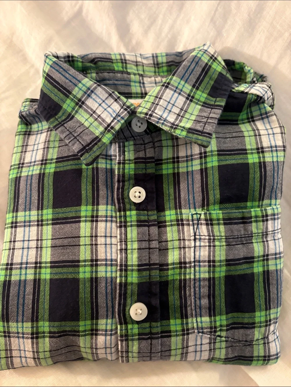 Gymboree Green Navy Plaid Button-Down Shirt